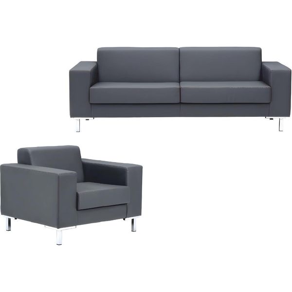 Poltrona 2 Posti Divano Imbottito Design Ufficio Mobili Di Lusso Tessuto Divani In Pelle-image