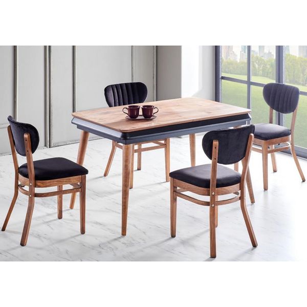 Set Sala Da Pranzo 5 Pezzi Tavolo Da Pranzo 4X Sedie Design Moderno Nero Set Di Lusso-image