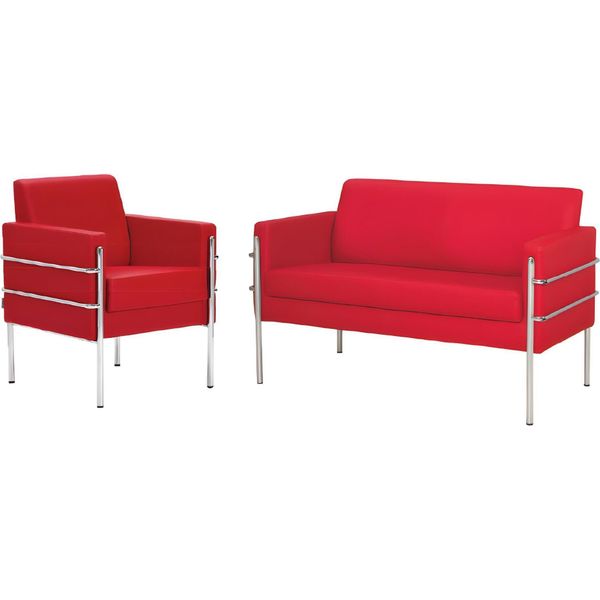 Set Di Divani Poltrona Design Divano Divano 2 Posti Lusso Rosso Relax Mobili Ufficio Tappezzeria-image