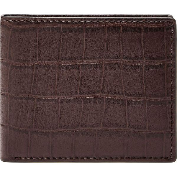 Fossil Portafoglio Derrick Bifold With Flip Id Brown Croco Marrone Scuro-image
