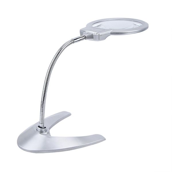 Lente D'ingrandimento Da Tavolo 2,5X 5X 130 Mm Lente D'ingrandimento Con 2 Luci Led-image