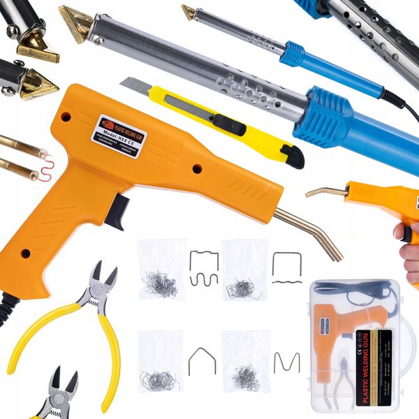 Rosfix Saldatore Elettrico Blue Lark 80W BL80W Serie S + Cucitrice In Plastica In Custodia + 200 Punti Metallici-image