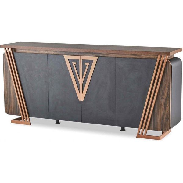 Marrone Nero Bronzo Credenza Di Forma Rettangolare Spazio Di Archiviazione Armadio Per Archiviazione-image