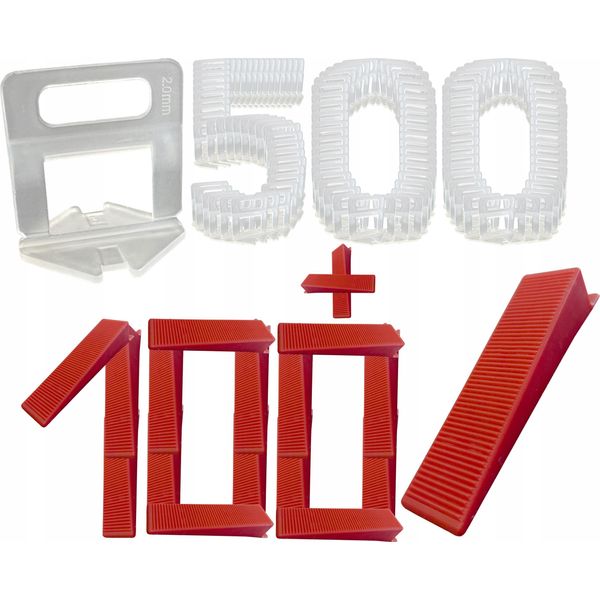 Set Di Livellamento Per Piastrelle 2 Mm 500 Clip 100 Cunei Set Di Posa Per Piastrelle-image