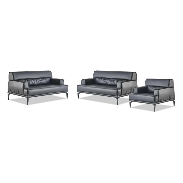 Mobili Da Salotto Set Di Divani Moderni Poltrona A 2 Posti Set Di Divani Neri In Pelle-image