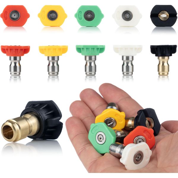 Rosfix Set Di Ugelli Da 5 Pezzi Per Idropulitrici – Attacco Rapido Da 1/4" | 0°, 15°, 25°, 40°, 60° | Compatibile Con Idropulitrici"-image