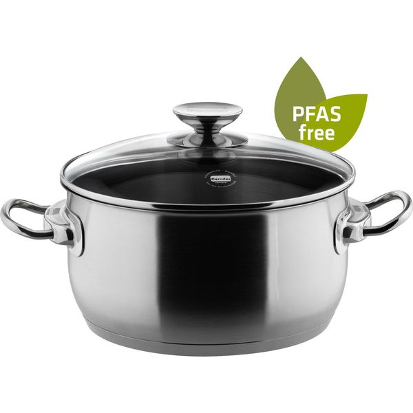 Casseruola Con Coperchio In Vetro Da 16, 20 O 24 Cm, Acciaio Inox, Lucido - Injoy® Senza Pfas-image
