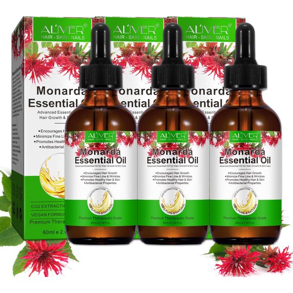 Olio Di Bergamotto Monarda Wild Bergamot Bee Balm Olio Essenziale Per La Cura Dei Capelli, 3X 60Ml-image