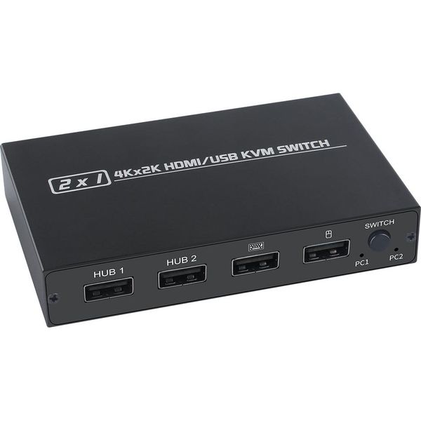 Switch Kvm Hdmi/Usb Aimos AM-KVM 201CL - 2 Pc Condividono 1 Monitor E Tastiera/Mouse, Supporto 4K/2K, Switch 2-In-1-image