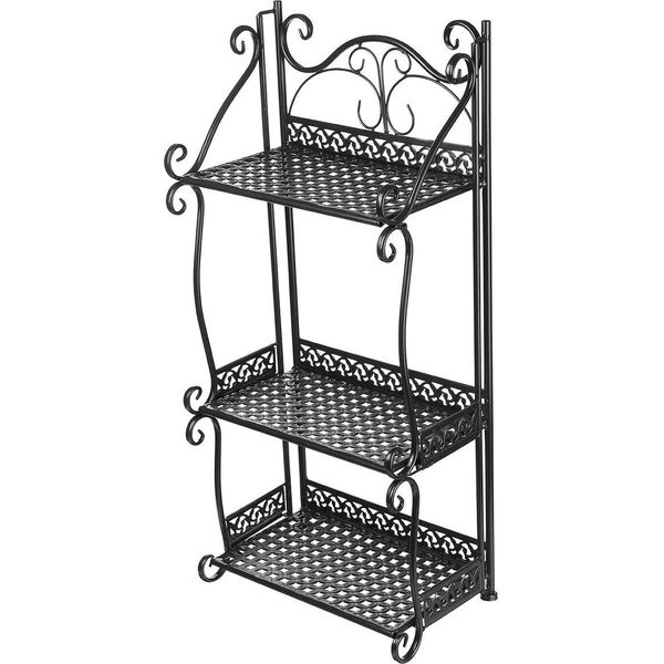Rack Di Stoccaggio A 3/4 Strati Per La Casa, Il Bagno, La Doccia, La Cucina, Il Supporto Per La Vasca Da Bagno E L'organizzatore - Nero 3 Livelli-image