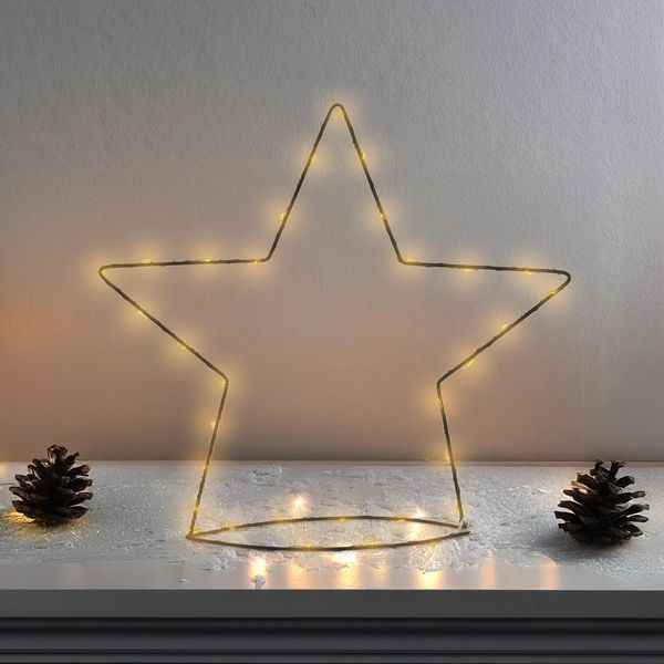 Stella In Metallo Con Illuminazione - Circa 34 Cm / 35 Led - Decorazione Natalizia-image