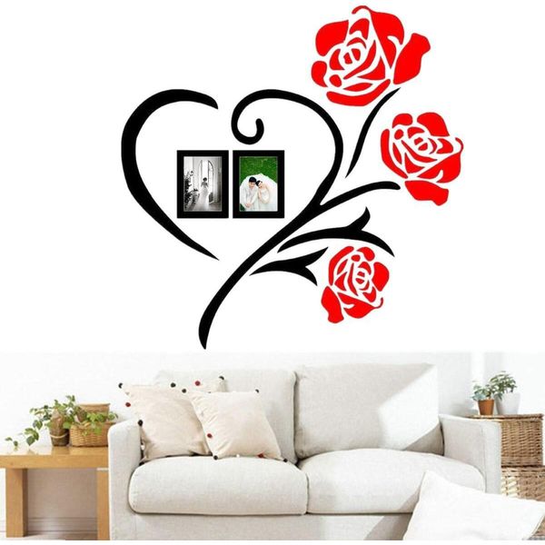 50X50/80X80Cm 3D Roses Acrylic Wall Sticker Vinyl Art Decor Living Room Home Decal - S-image