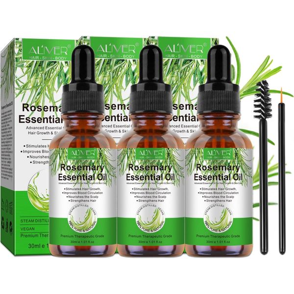 Olio Essenziale Di Rosmarino Per La Crescita Dei Capelli Del Cuoio Capelluto, Cura Della Pelle, 3X 30Ml-image