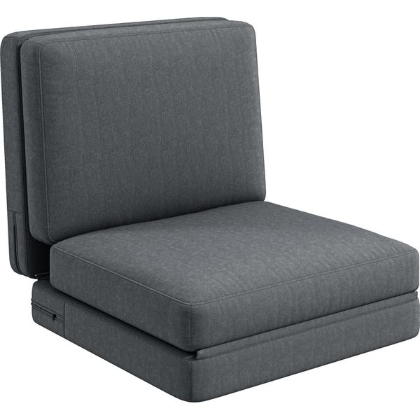 Homcom Divano Da Pavimento 3 In 1 Divano Letto Pieghevole Con Aspetto Vellutato, Divano Letto Imbottito Fino A 240 Kg Di Portata, Per Camera Da Letto, Soggiorno, Grigio Scuro-image