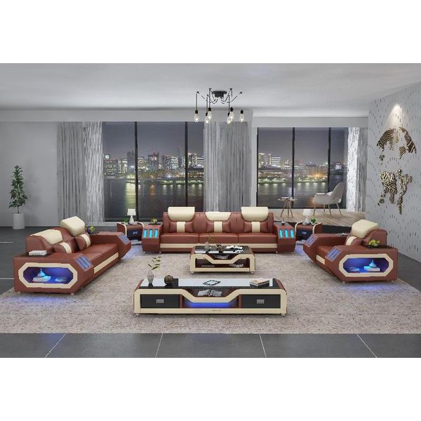 Set Di Divani 3+2+1 Posti Tavolino Da Salotto Set Di Credenze Di Design Moderno 5 Pezzi.-image