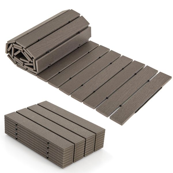 Costway Sentiero Srotolabile In Hdpe, 242 Cm, Larghezza 43 Cm, Resistente Alle Intemperie, Sentiero Da Giardino Srotolabile Per Matrimonio, Festa, Giardino, Grigio-image