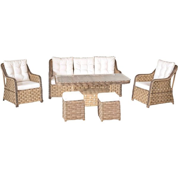 Robusto Set Da Giardino In Rattan Tavolino Elegante Mobili Da Giardino Poltrona Divano 3 Posti-image