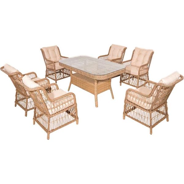 Set Di Mobili Da Giardino In Rattan Di Alta Qualità Set Di Divani 7 Pezzi Tavolo Poltrone-image