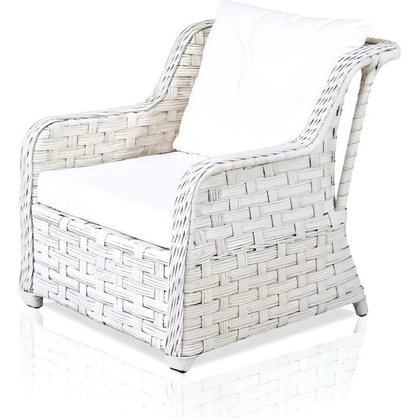 Set Di Divani Mobili Da Giardino Tavolo Da Pranzo Sgabelli Poltrone Rattan Bianco Gruppo Di Sedute 6 Pezzi.-image