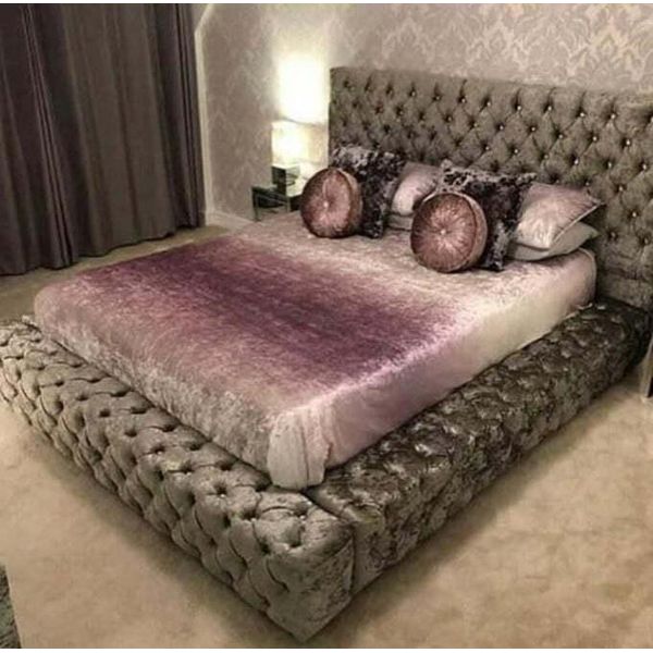 Letto Matrimoniale Chesterfield 180X200 Imbottitura Tessile Letti Di Lusso Design Telaio-image