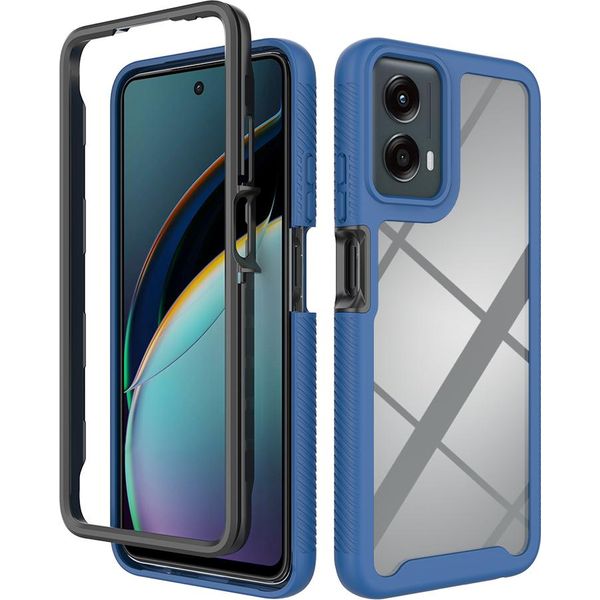 Custodia Per Motorola Moto G (2024), Copertura Posteriore Trasparente Ibrida, Paraurti In Tpu Robusto, Custodia Antiurto Blu Reale-image