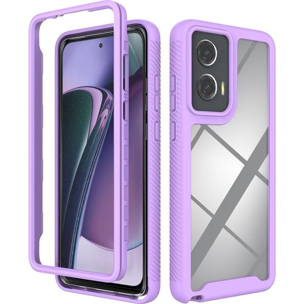 Custodia Per Motorola Moto G Stylus 5G (2024), Copertura Posteriore Trasparente Ibrida, Robusto Paraurti In Tpu, Custodia Antiurto Viola-image