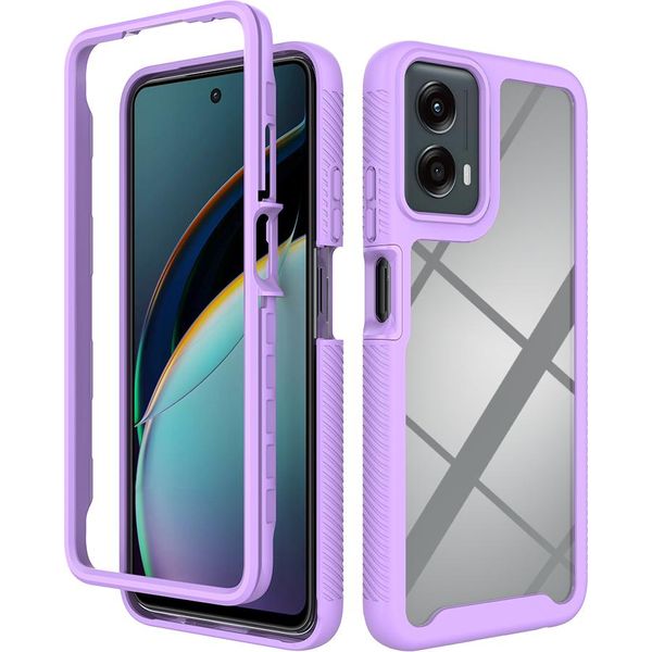 Custodia Per Motorola Moto G (2024), Copertura Posteriore Trasparente Ibrida, Paraurti In Tpu Robusto, Custodia Antiurto Viola-image