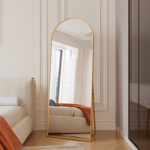 Proximax Specchio Ad Arco A Figura Intera, 60 X 165 Cm Specchio Curvo A Figura Intera, Da Parete, Da Appoggio, Da Terra Specchio Da Toilette A Figura Intera Per Vestirsi In Modo Elegante E Sicuro Di Sé-image