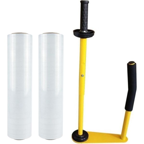 Dispenser Per Film Estensibile Per Imballaggi Incl. 2X Film Estensibile 500Mm X 290M - Dispenser Professionale Ergonomico Per Film Estensibile, Adatto A Film Di 30-50 Cm Di Larghezza - Dispenser Per Imballaggi Su Pallet-image