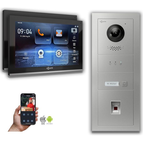 Videocitofono Ip Goliath Con Telecamera Display Da 10 Pollici Argento : 10 Pollici In Nero : Scatola Da Incasso : 2 Monitor Numero: 2 Monitor Colore: 10 Pollici In Nero Montaggio: Scatola Da Incasso-image