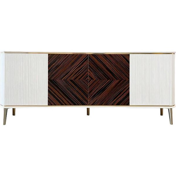Lavagna Soggiorno Porta Tv Rettangolare Legno Bianco Parete Attrezzata Moderno Lusso Nuovo-image