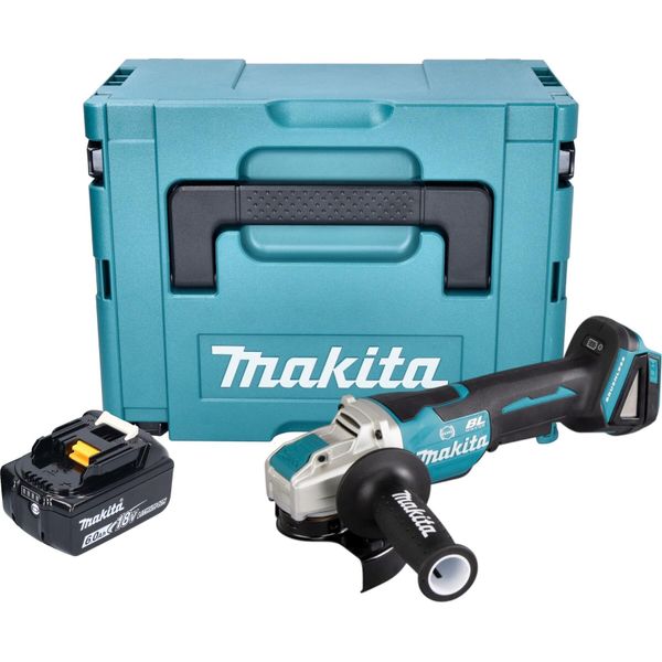 Makita Dga 520 G1JX1 Smerigliatrice Angolare A Batteria 18 V 125 Mm X-LOCK Brushless + 1X Batteria Ricaricabile 6,0 Ah + Makpac - Senza Caricabatterie-image