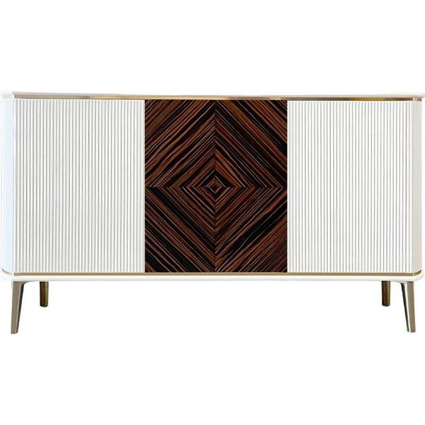 Porta Tv Basso Di Lusso Bianco Soggiorno Design Moderno Mobili In Legno-image