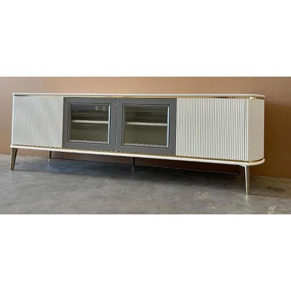 Lavagna Di Lusso Porta Tv Bianco Soggiorno Design Moderno Nuovo Legno Mobili Vetro-image