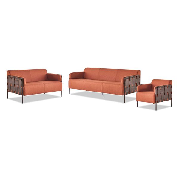 Set Completo Di Divani A 3 Posti E 2 Posti Con Poltrona Set Di Divani Arancioni Divani-image