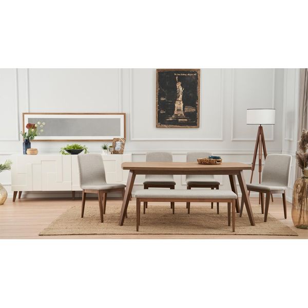Set Da Pranzo Set Da Sala Da Pranzo 8 Pezzi Tavolo Da Pranzo + 4X Sedie Arredo Credenza Panca-image