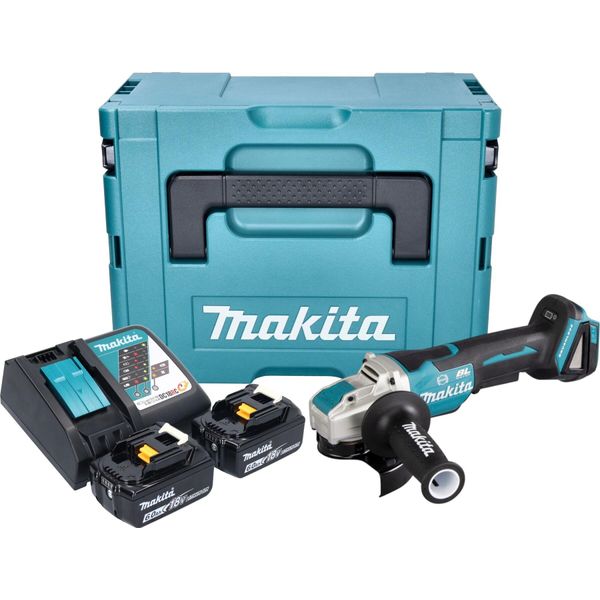 Smerigliatrice Angolare A Batteria Makita Dga 520 RGJX1 18 V 125 Mm X-LOCK Brushless + 2X Batteria Ricaricabile 6,0 Ah + Caricabatterie + Makpac-image