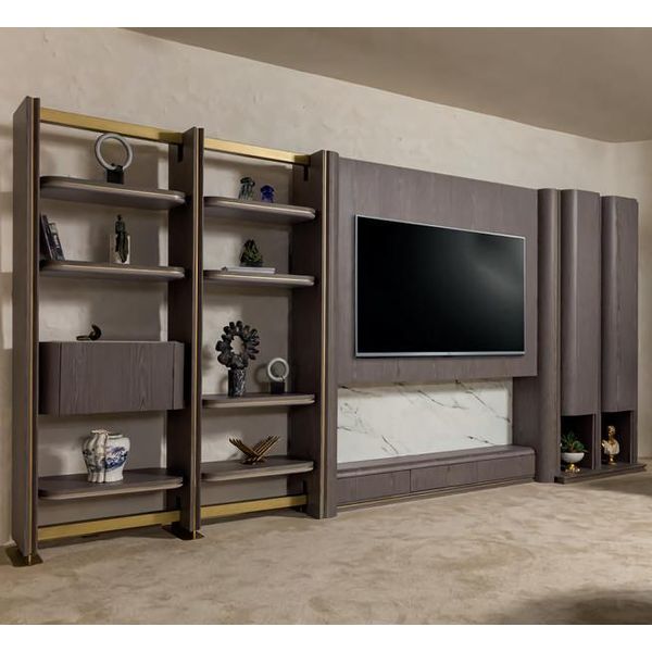 Set Di Mobili Tv Parete Multifunzionale Parete Multimediale Parete Rtv Parete Televisione Credenza Bassa-image