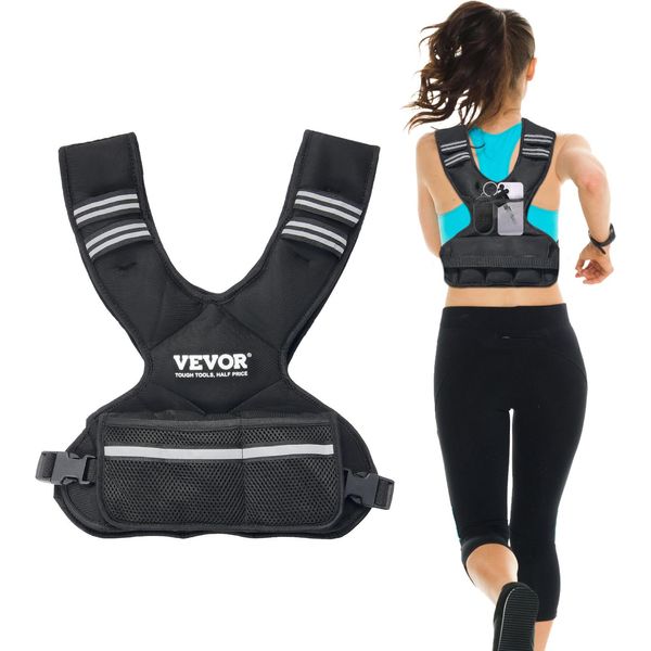 Vevor Gilet A Peso Regolabile 5-9,1 Kg, Con 6 Pesi In Ferro E Striscia Riflettente, Set Di Allenamento Con Gilet A Peso Corporeo-image