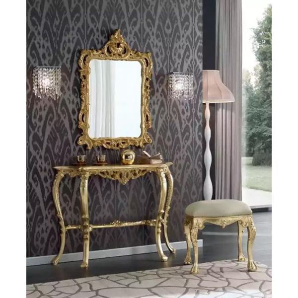 Camera Da Letto Console Tavolo Da Toeletta Con Specchio Sgabello Di Lusso Scaffale Mobili-image