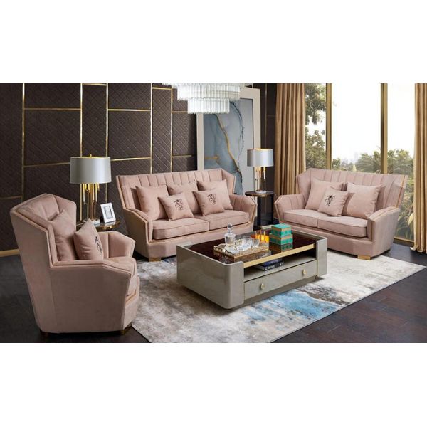 Set Di Divani Di Lusso Divano Divano Imbottito 321 Posti Divano Tavolino 4 Pezzi.-image