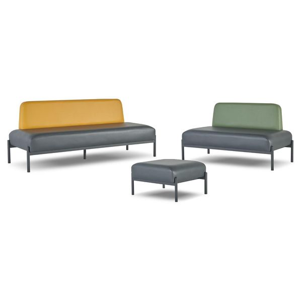 Set Completo Poltrona 3 Posti 2 Posti Nero Giallo Verde Art Deco Pelle-image