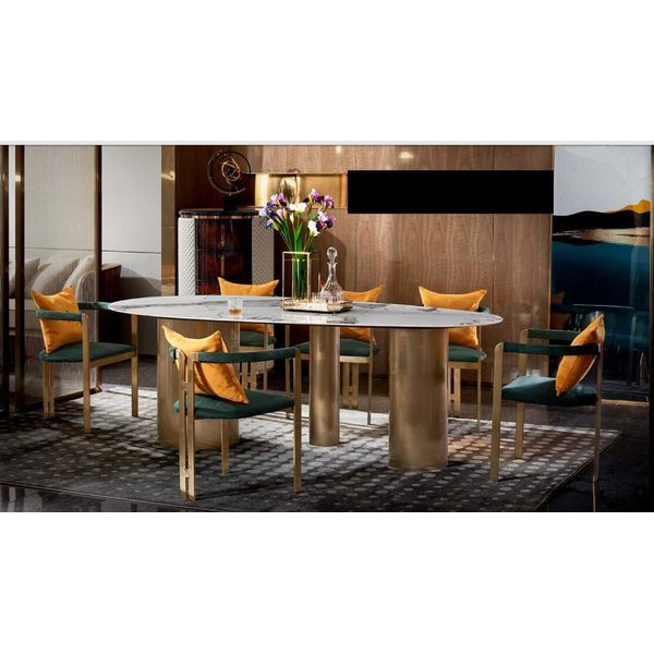 Sedia Poltrona Mobili Moderni Di Design Sedie Da Sala Da Pranzo Di Lusso Cucina Acciaio Inox Pelle-image