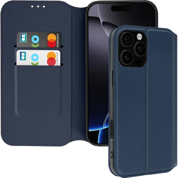 Avizar, Custodia In Pelle Finta Classic Edition Per Apple Iphone 16 Pro Max, Blu Scuro-image