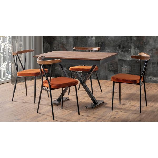 Set Sala Da Pranzo Marrone Set Moderno Tavolo 4X Sedie Design Mobili Lusso Tavolo Da Pranzo-image