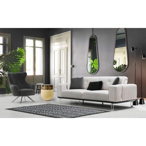 Set Di Divani Divano Di Lusso 3+1 Posti Poltrone Tessuto Design Sedile Imbottitura Mobili Nuovo-image