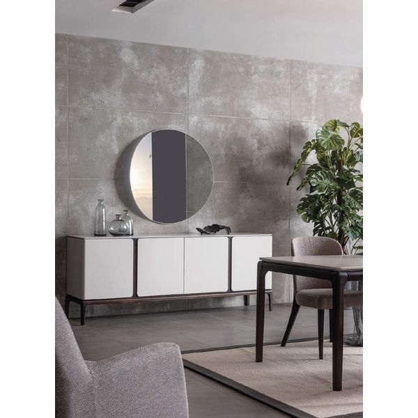 Credenza Soggiorno Specchio Gruppo Lusso Set 2Pz Nuovo Grigio-image