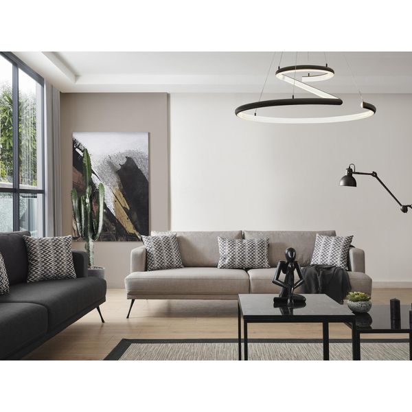 Set Completo Di Divani Set Di Divani 431 Posti In Tessuto Grigio Set Moderno-image