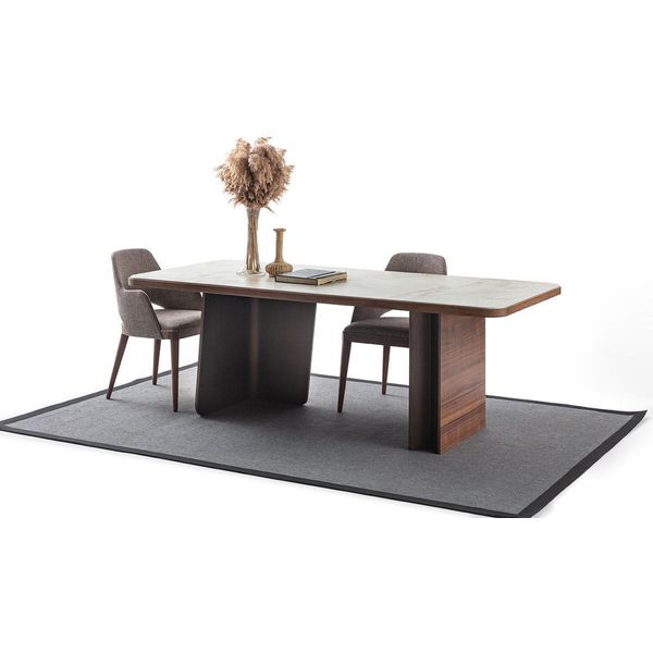 Set Sala Da Pranzo 5 Pezzi Tavolo Da Pranzo 4X Sedie Design Moderno Marrone Set Di Lusso-image