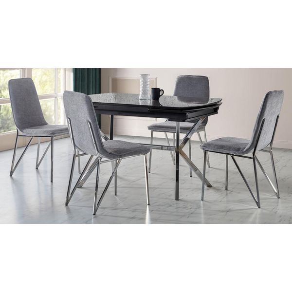 Set Sala Da Pranzo Grigio Set Tavolo 4X Sedie Design Mobili Moderni Tavolo Da Pranzo Di Lusso-image